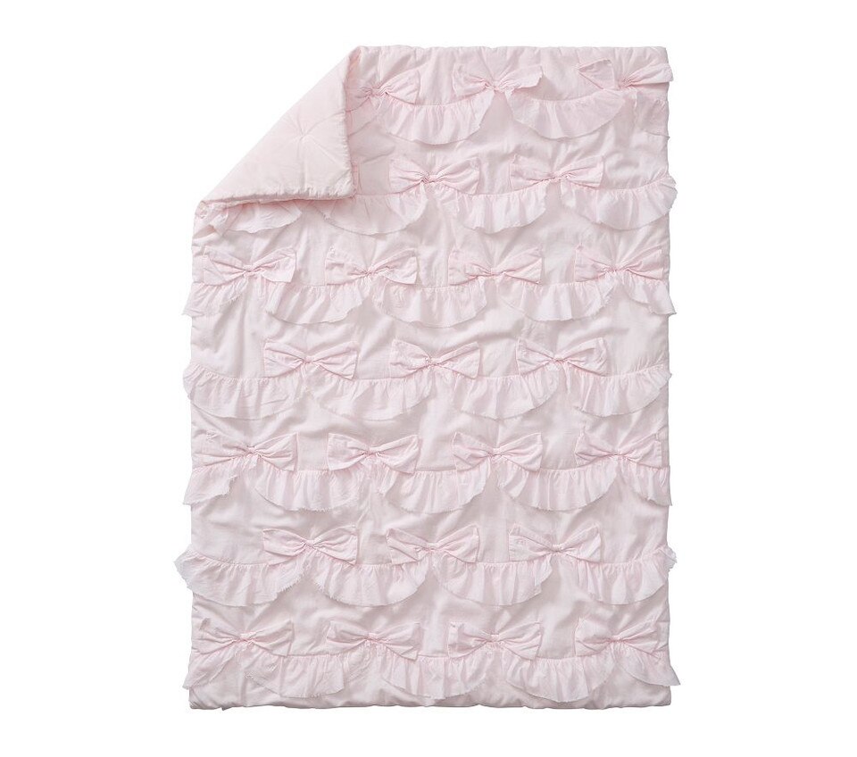 LoveShackFancy Sweet Dreams Ruffled Bow Baby Bedspread Pottery Barn